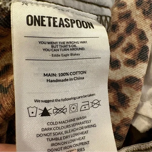 ONE TEASPOON Bandits High Waist Cropped‎ Boyfriend Straight Leg Camo Jeans 30 - Picture 11 of 16